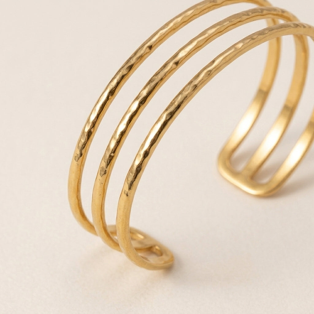 Three-Layer Wave Bangle Bracelet