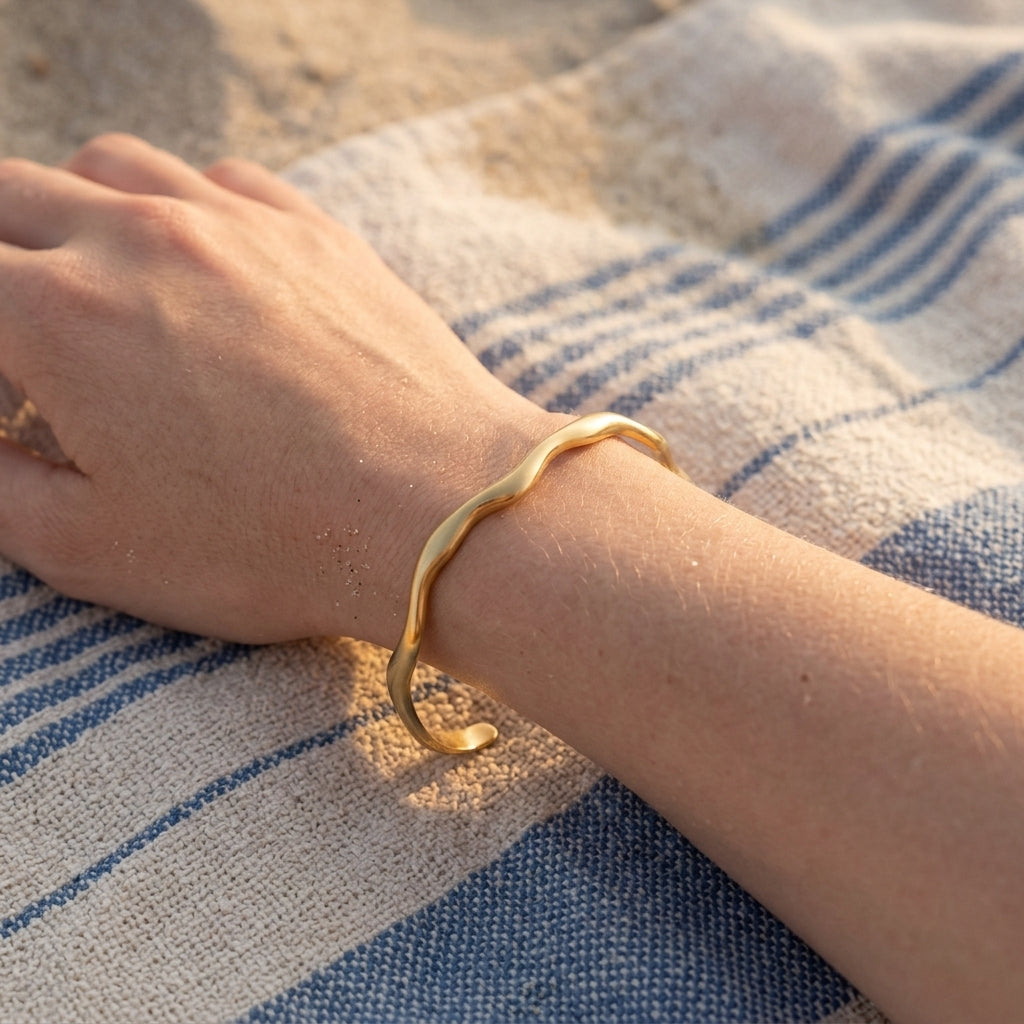 Flowing Wave Bangle Bracelet