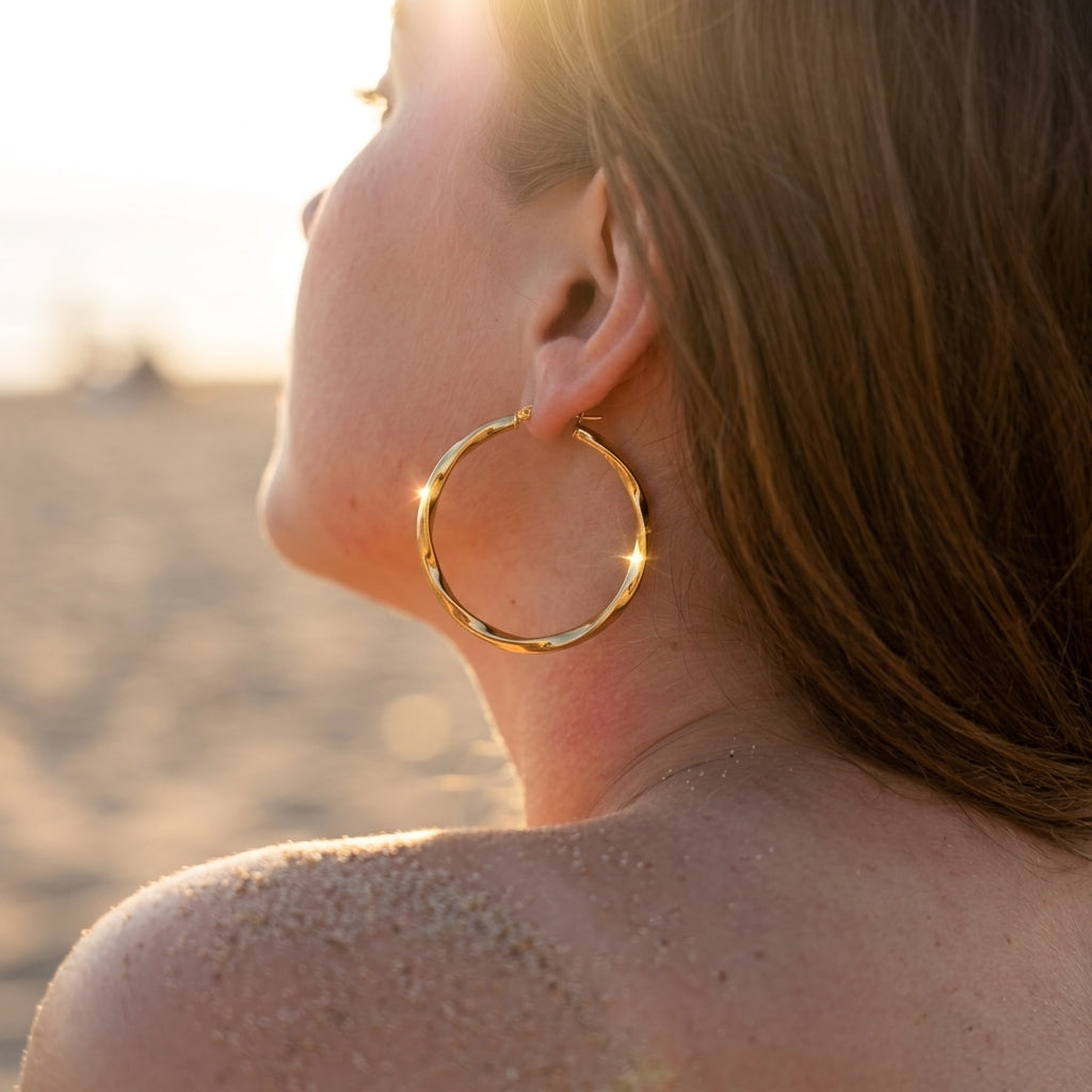 Large Twisted Gold Hoop Earrings