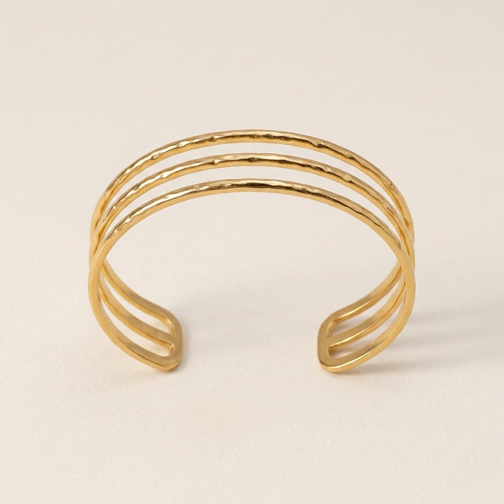 Three-Layer Wave Bangle Bracelet