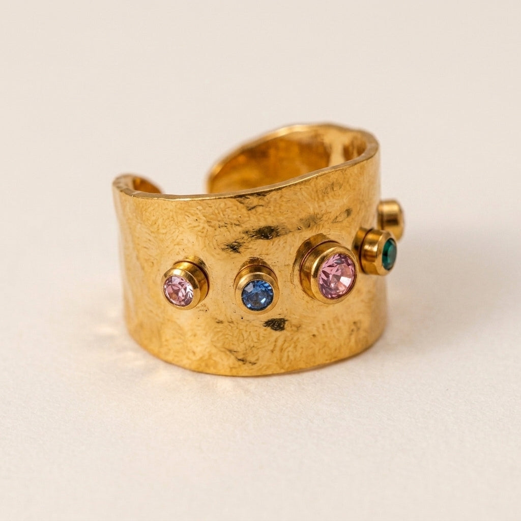Textured Ring with Gemstones
