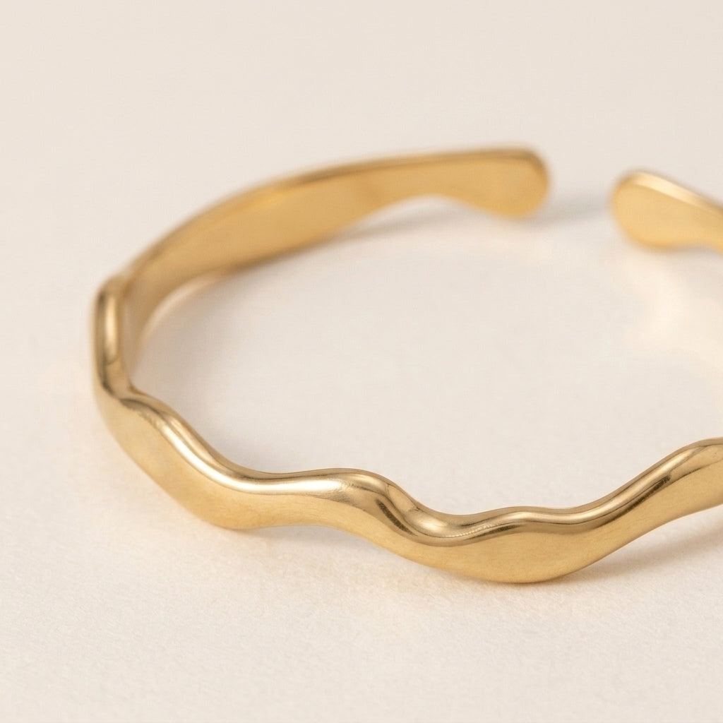 Flowing Wave Bangle Bracelet