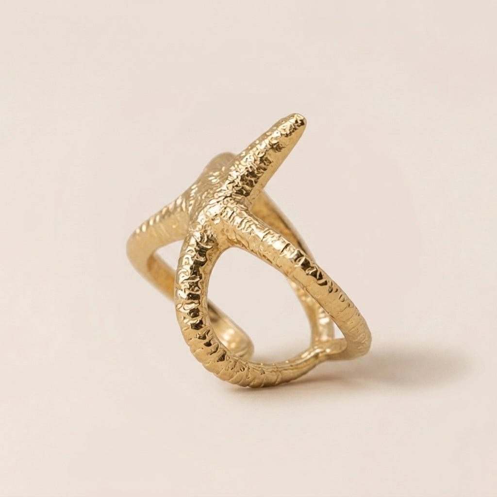 Gold Small Starfish Style Ring