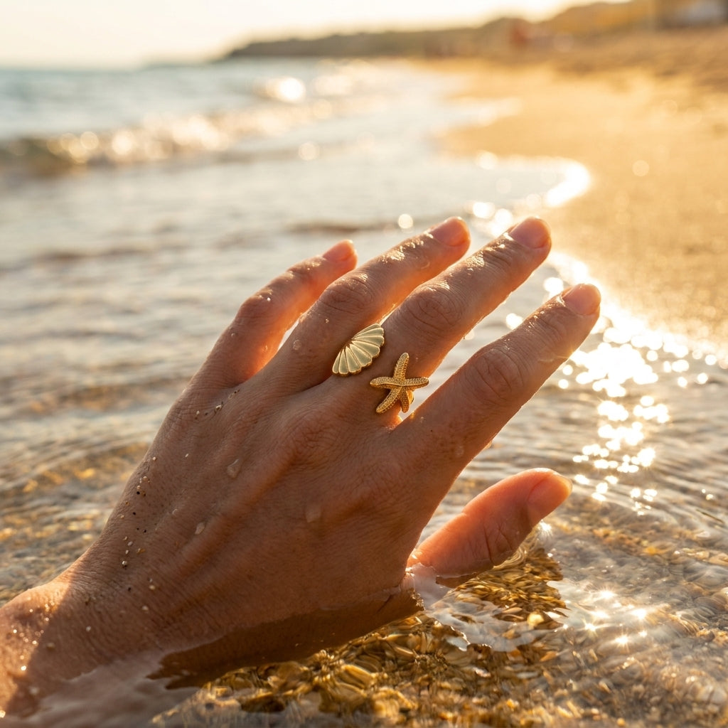 Starfish & Shell Ring