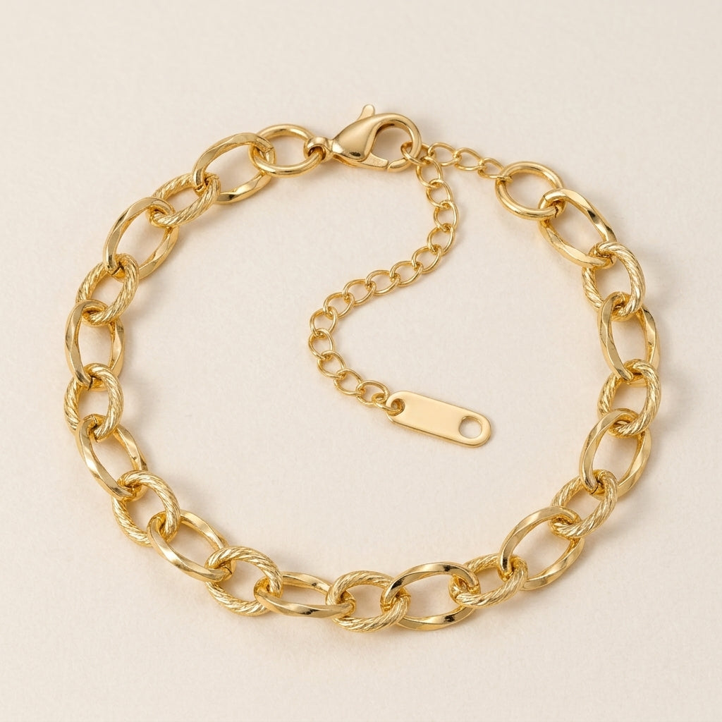 Carved Oval Link Bracelet