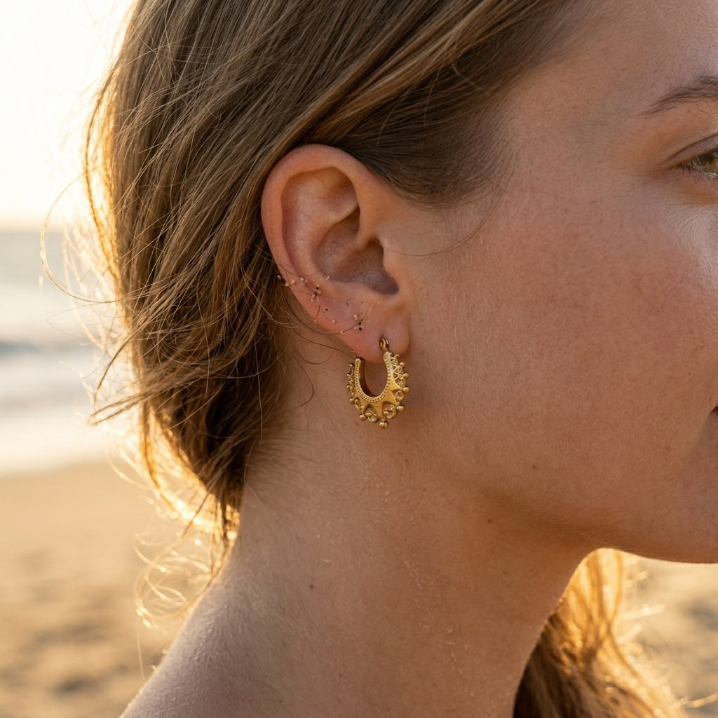Small Crown Hoop Earrings