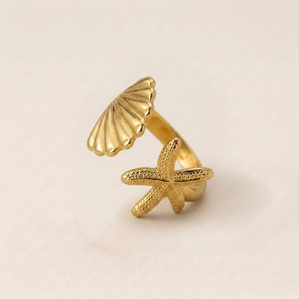 Starfish & Shell Ring