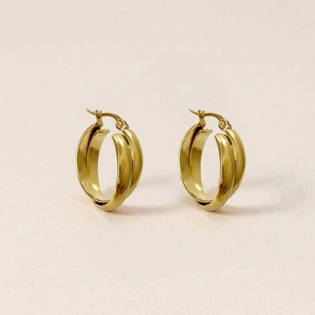 Delicate Double Twist Hoops
