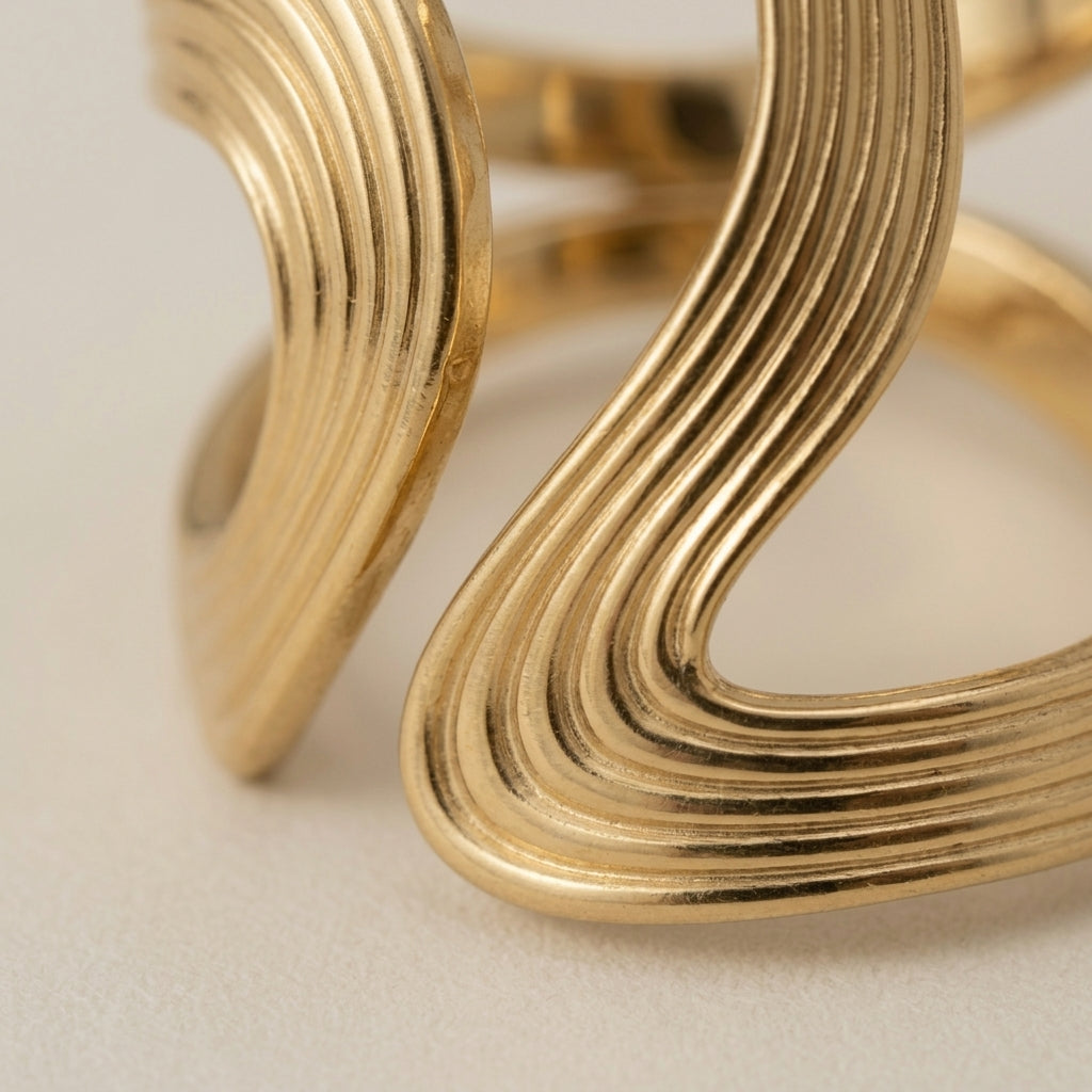 Chunky Textured Wide Gold Statement Rings