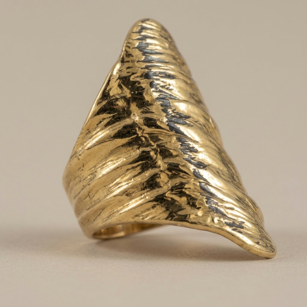 Chunky Textured Wide Gold Statement Rings
