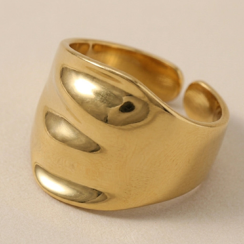 Chunky Textured Wide Gold Statement Rings