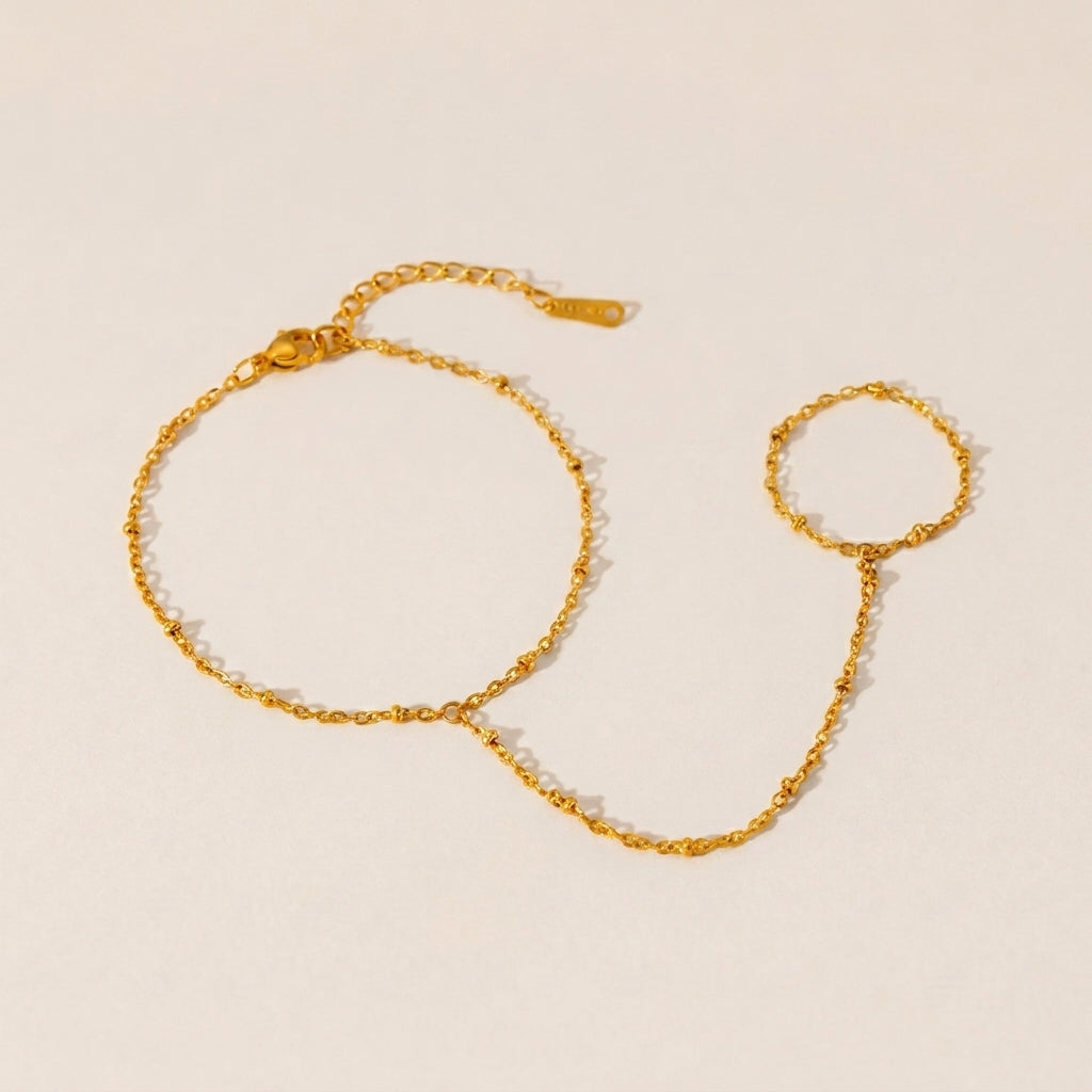 Hand Chain Finger Bracelet Gold Plated