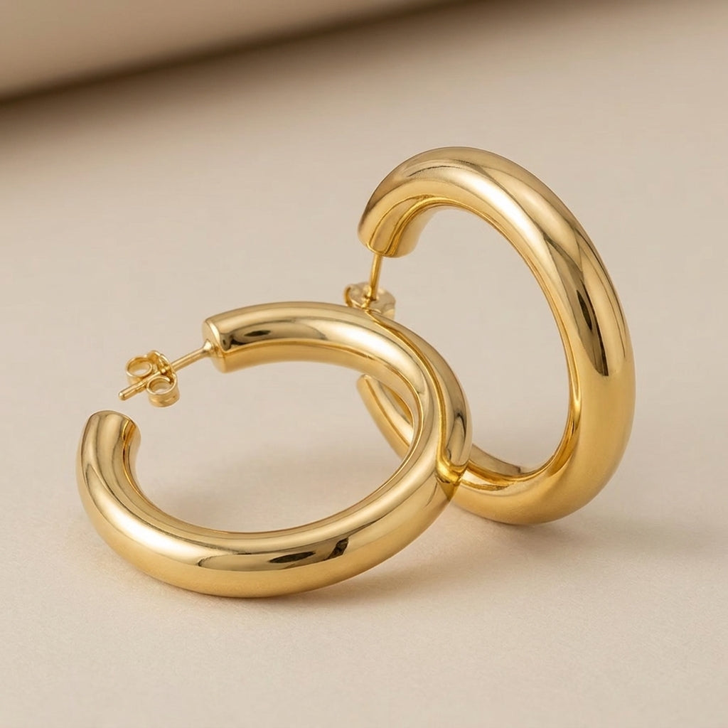 Chunky C-Shaped Hoop Earrings