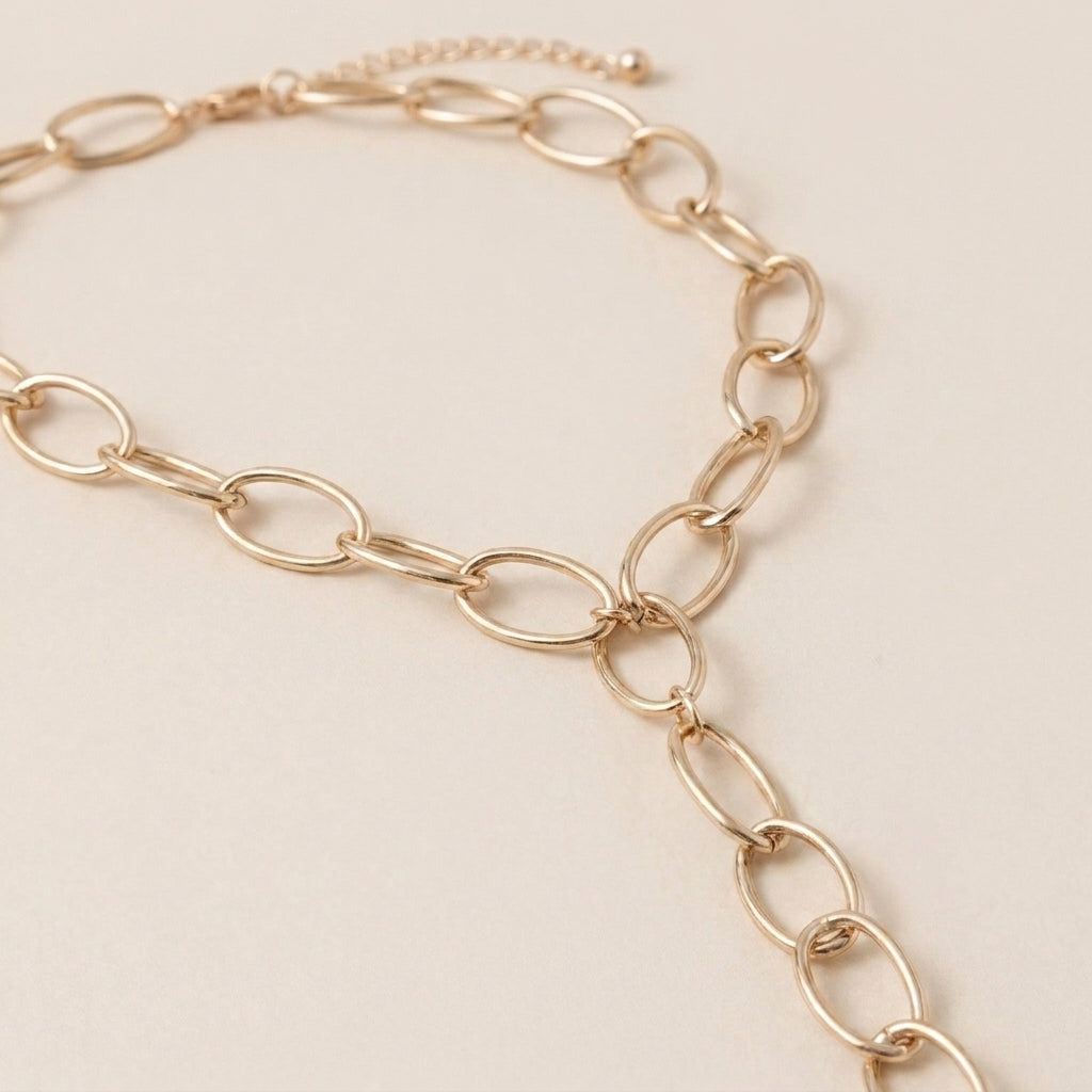 Geometric Hollow Y-Shaped Lariat Bracelet