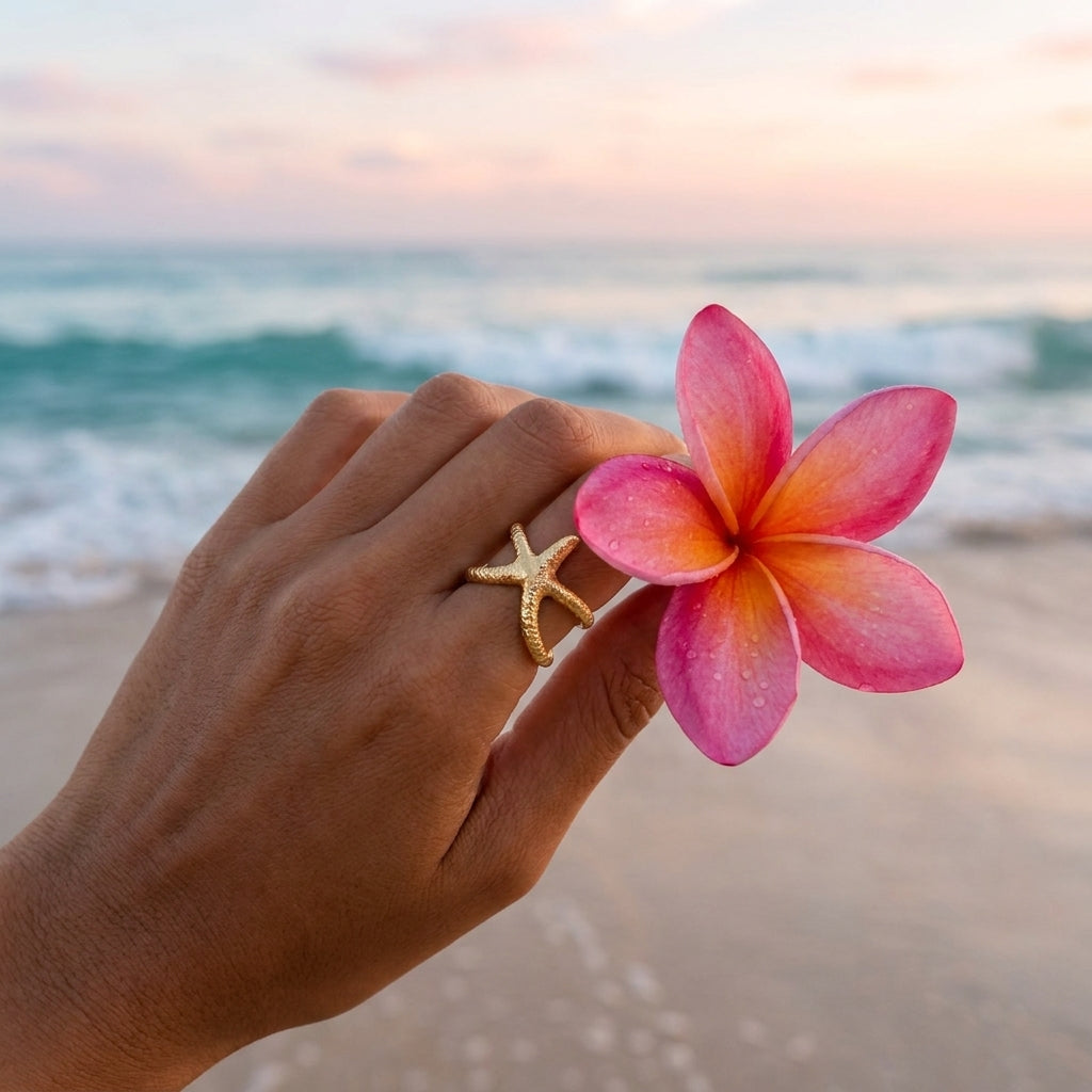 Gold Small Starfish Style Ring