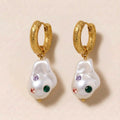 Baroque Pearl Hoop Earrings Gold Plated
