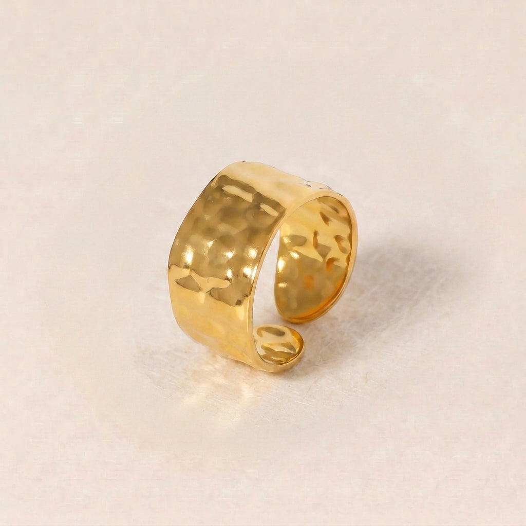 Chunky Textured Wide Gold Statement Rings