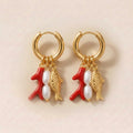 Nautical Shell Dangle Earrings With Pearl