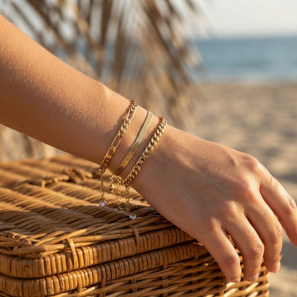 Cuban Snake Bead Bracelet Set