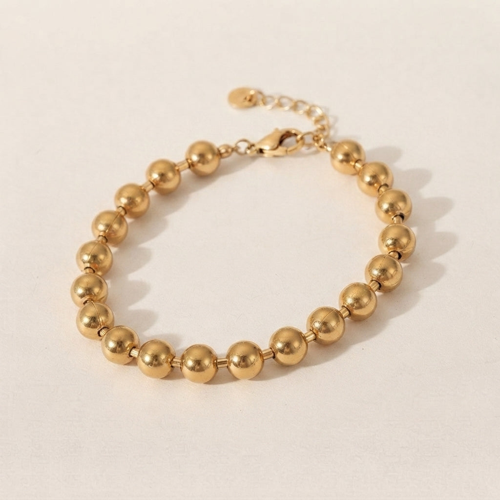 Gold Beaded Link Bracelet