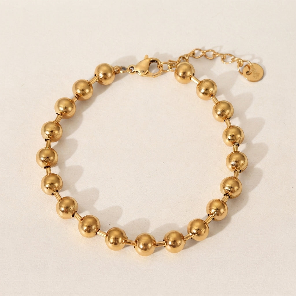 Gold Beaded Link Bracelet