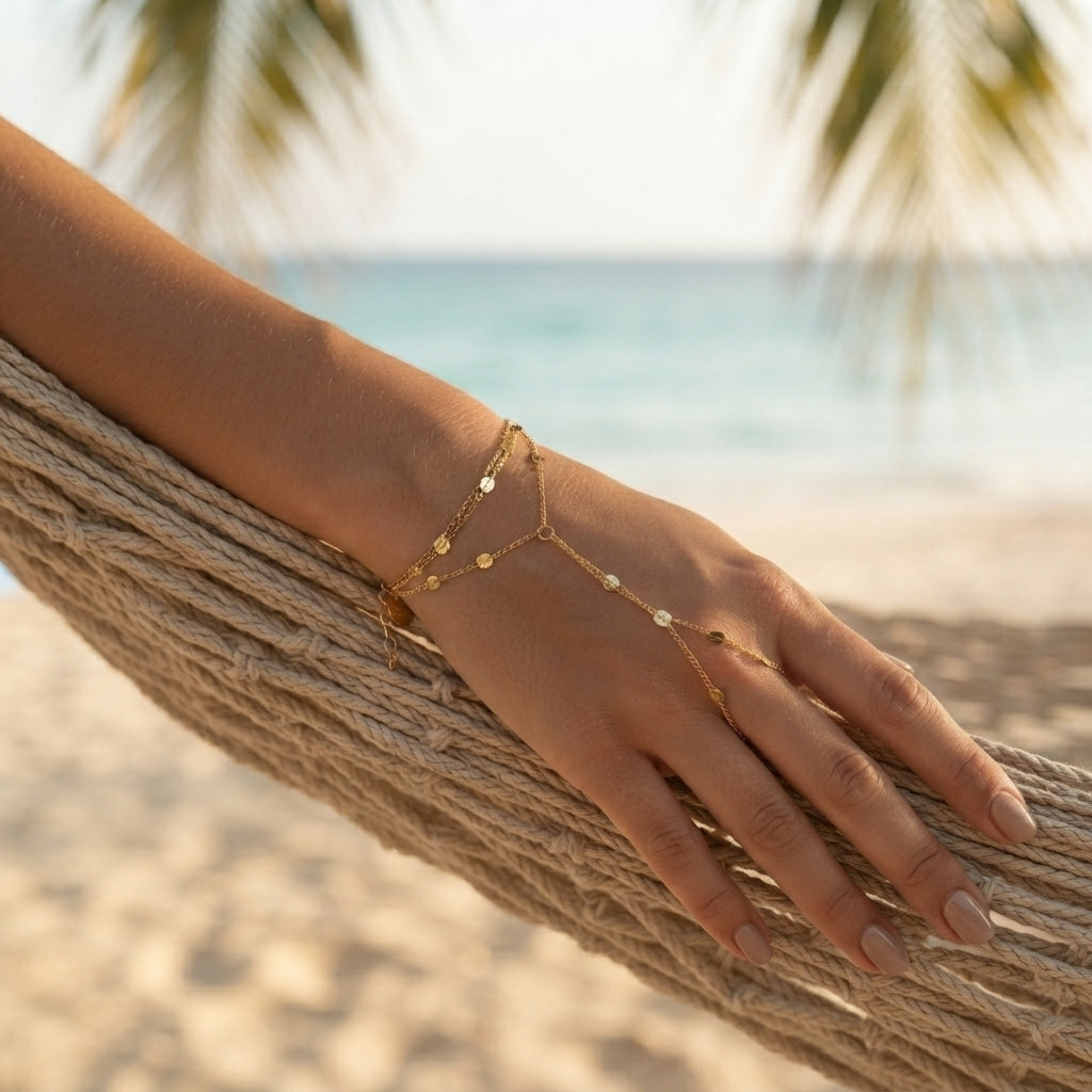 Double Link Sequin Hand Chain