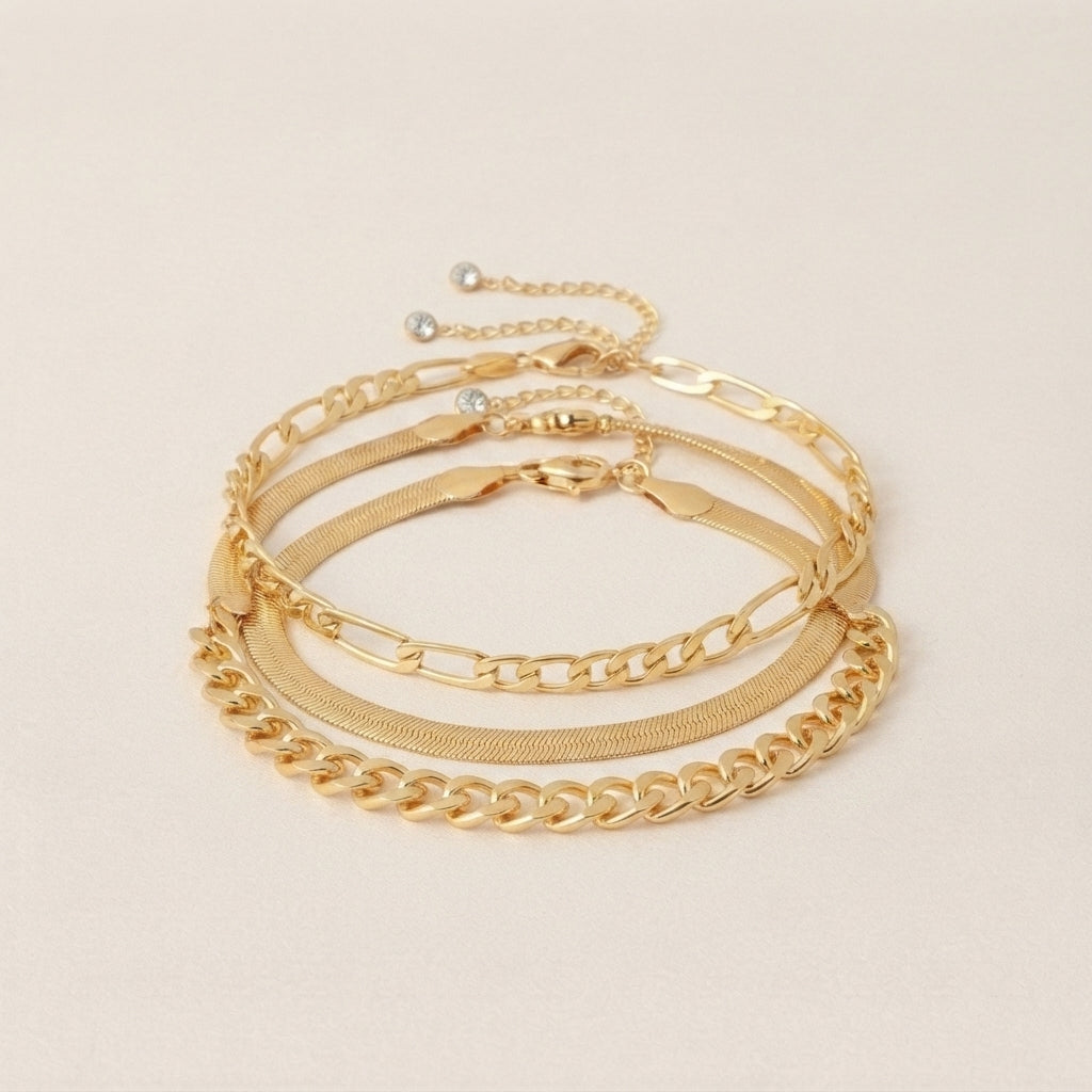 Cuban Snake Bead Bracelet Set