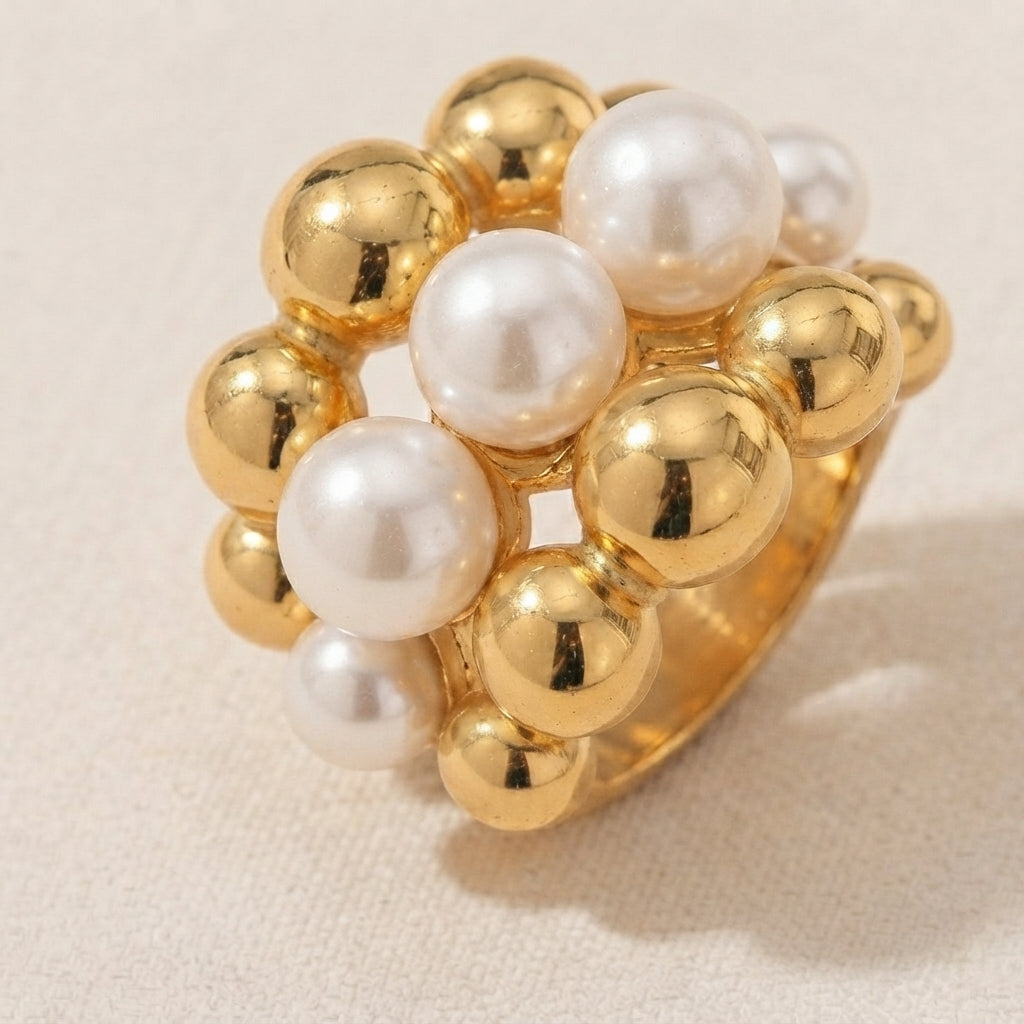 Pearl Cluster Band Ring