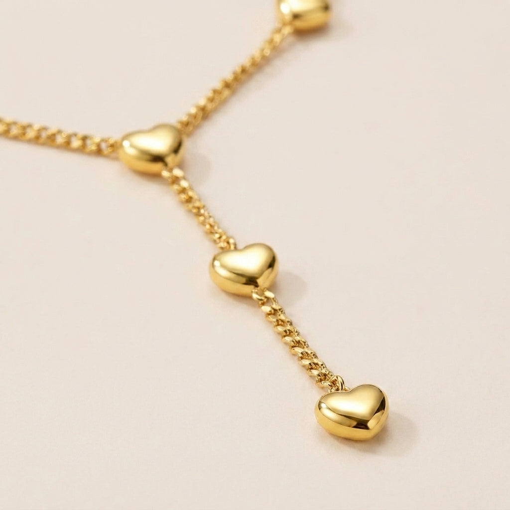 Long Heart Charm Necklace