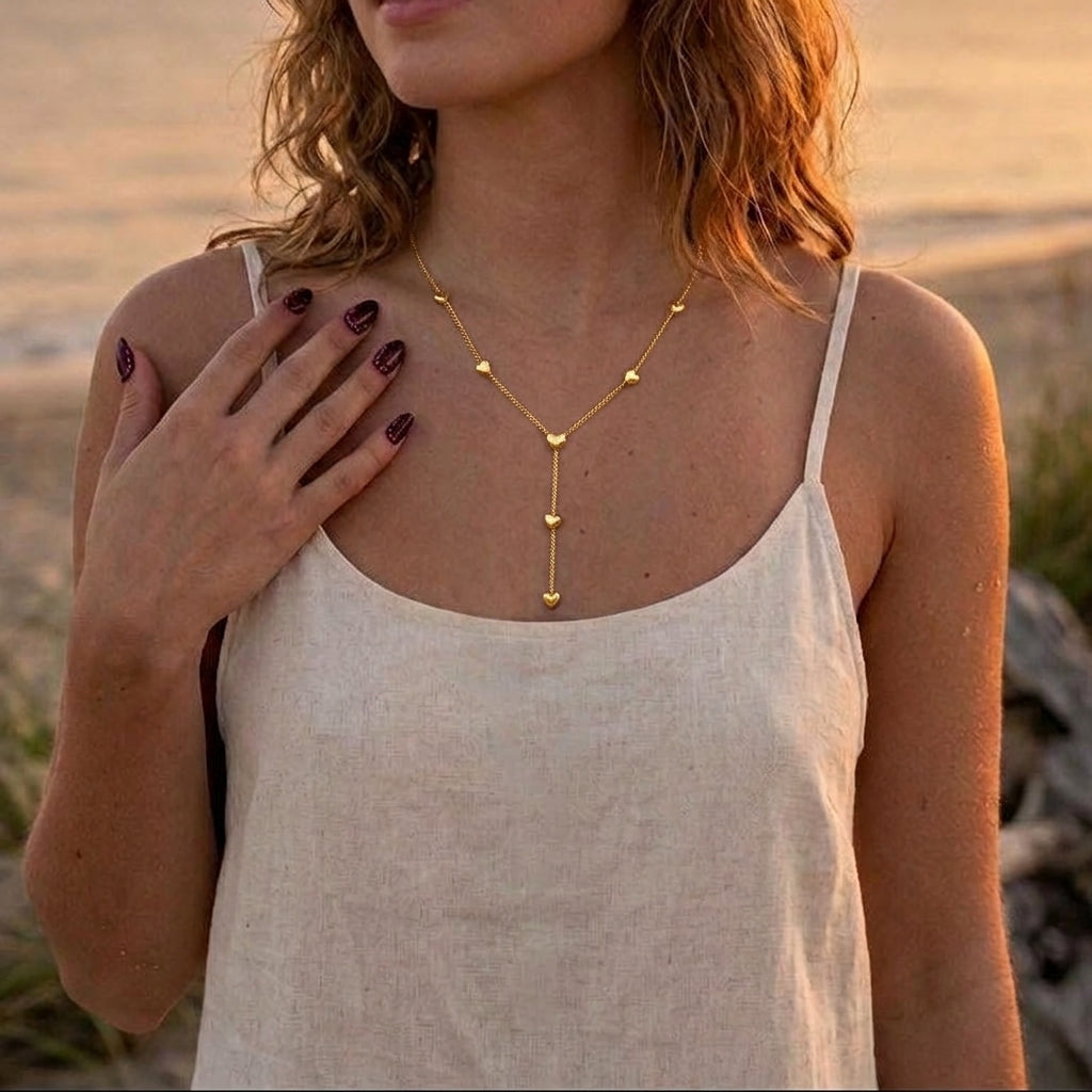 Long Heart Charm Necklace