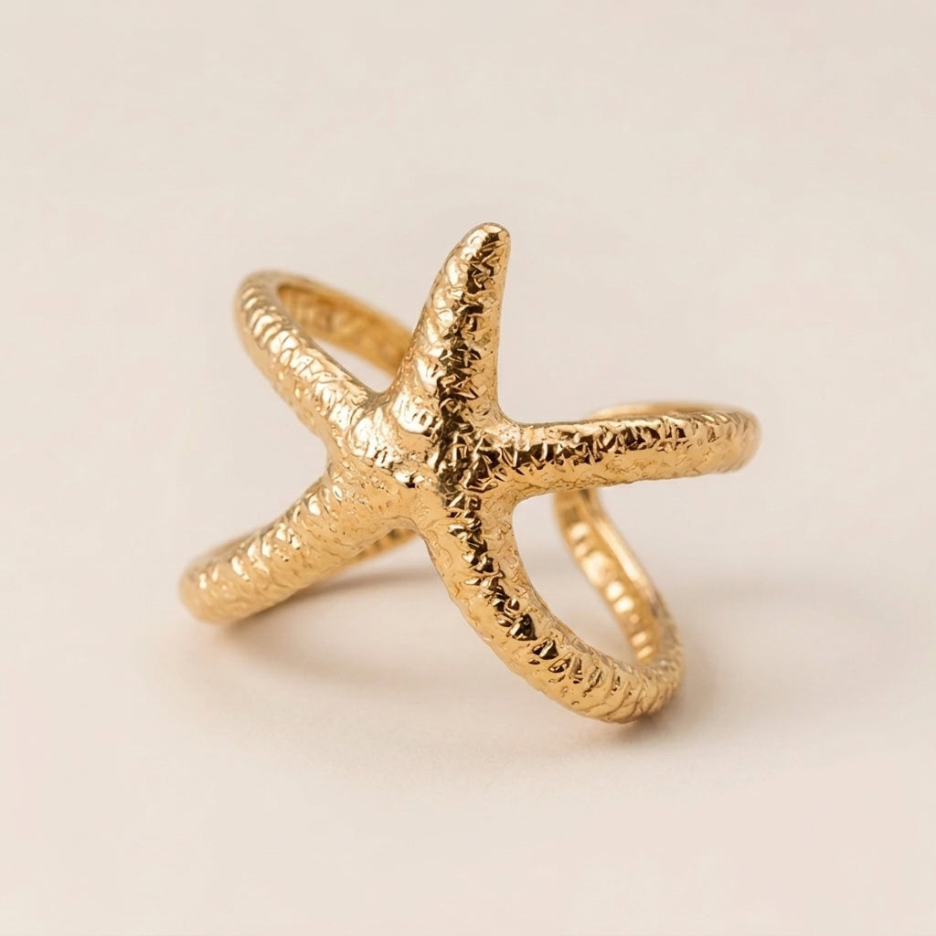 Gold Small Starfish Style Ring