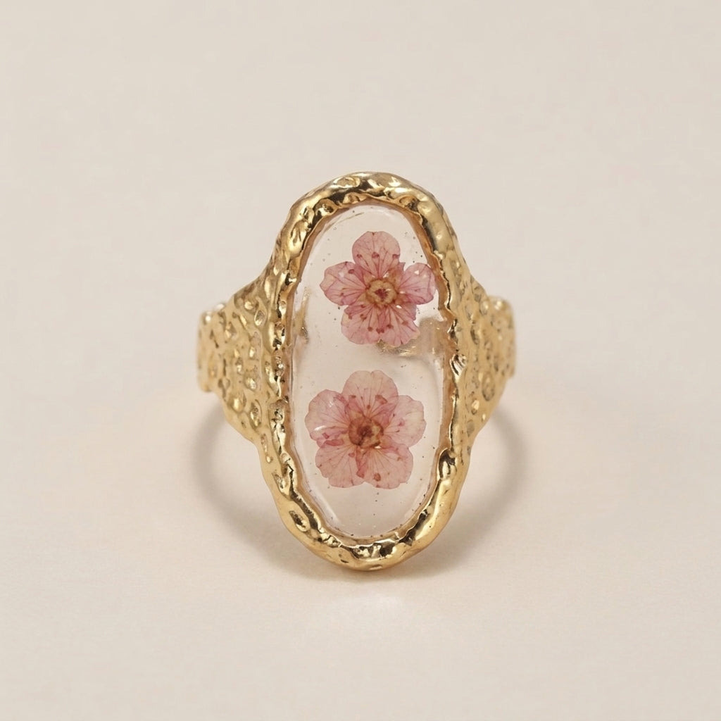 Dried Flower Resin Adjustable Ring