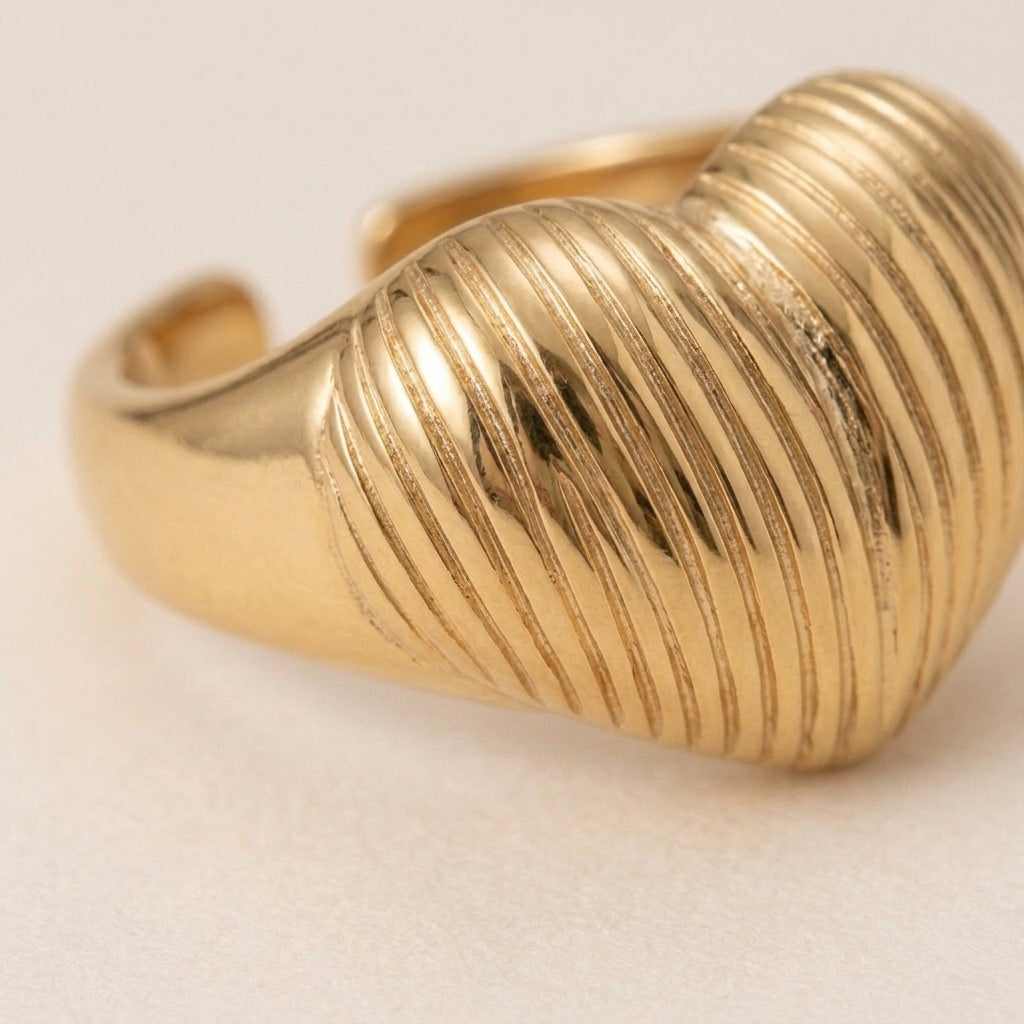 Ribbed Heart Ring