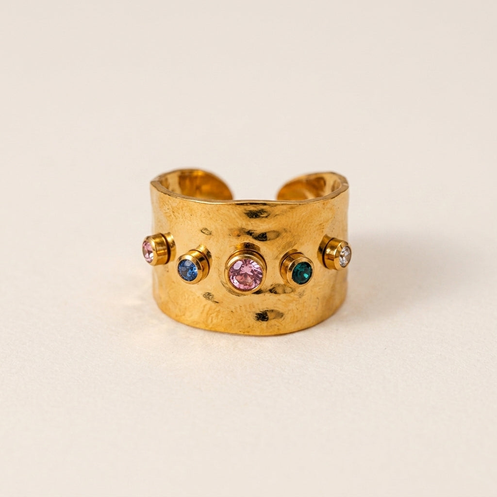 Textured Ring with Gemstones