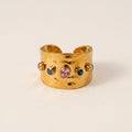 Textured Gold Ring with Gemstones