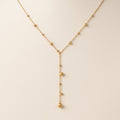 Y-Drop Gold Bead Necklace