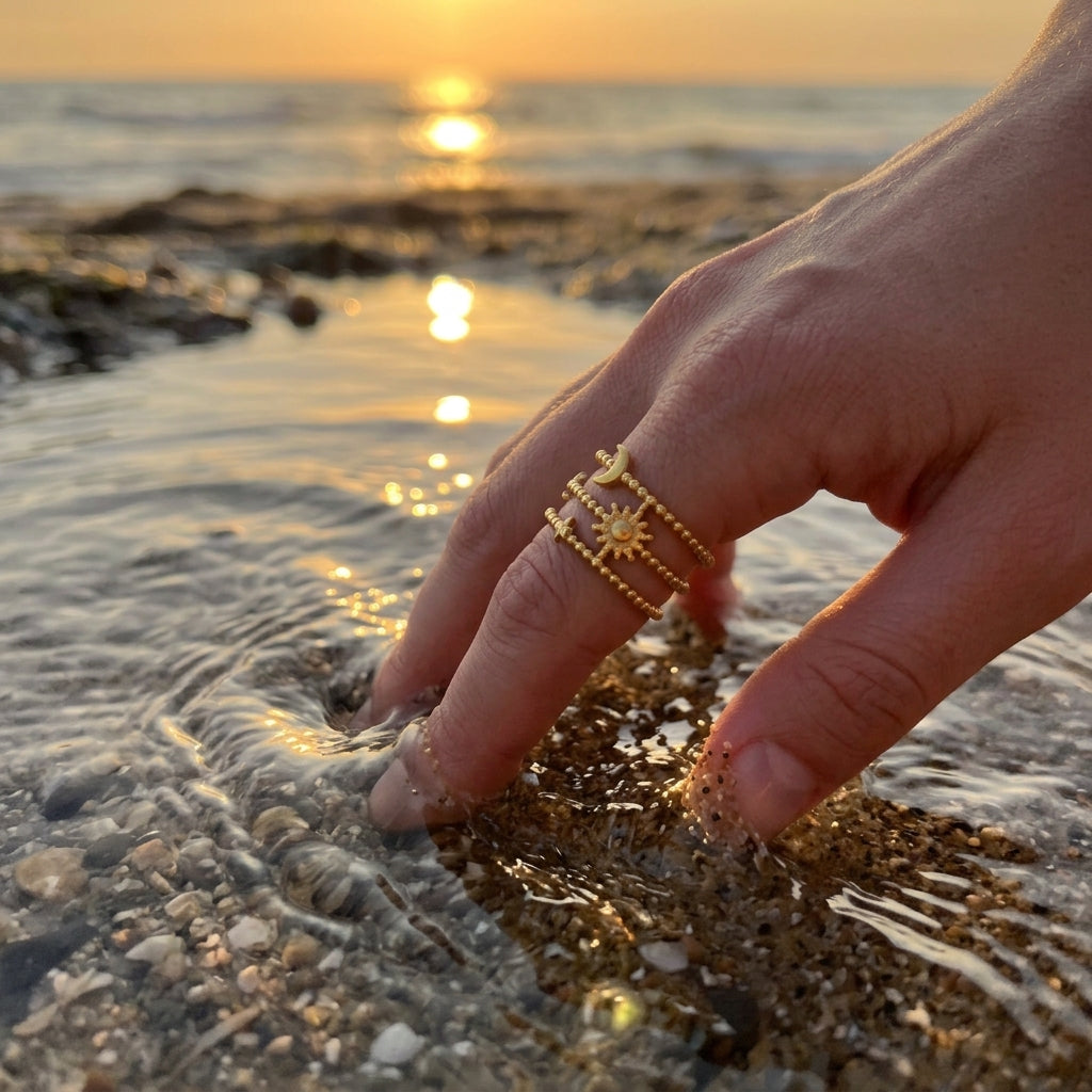 Star & Moon Open Ring
