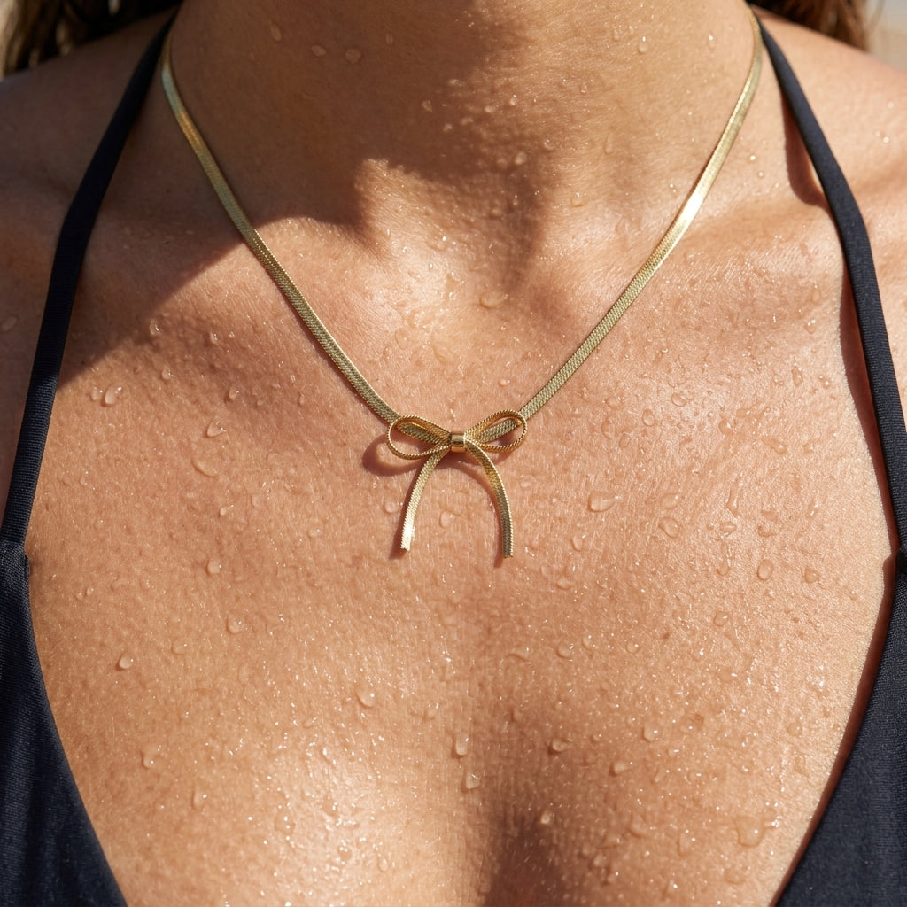 Bow Pendant Gold Necklace