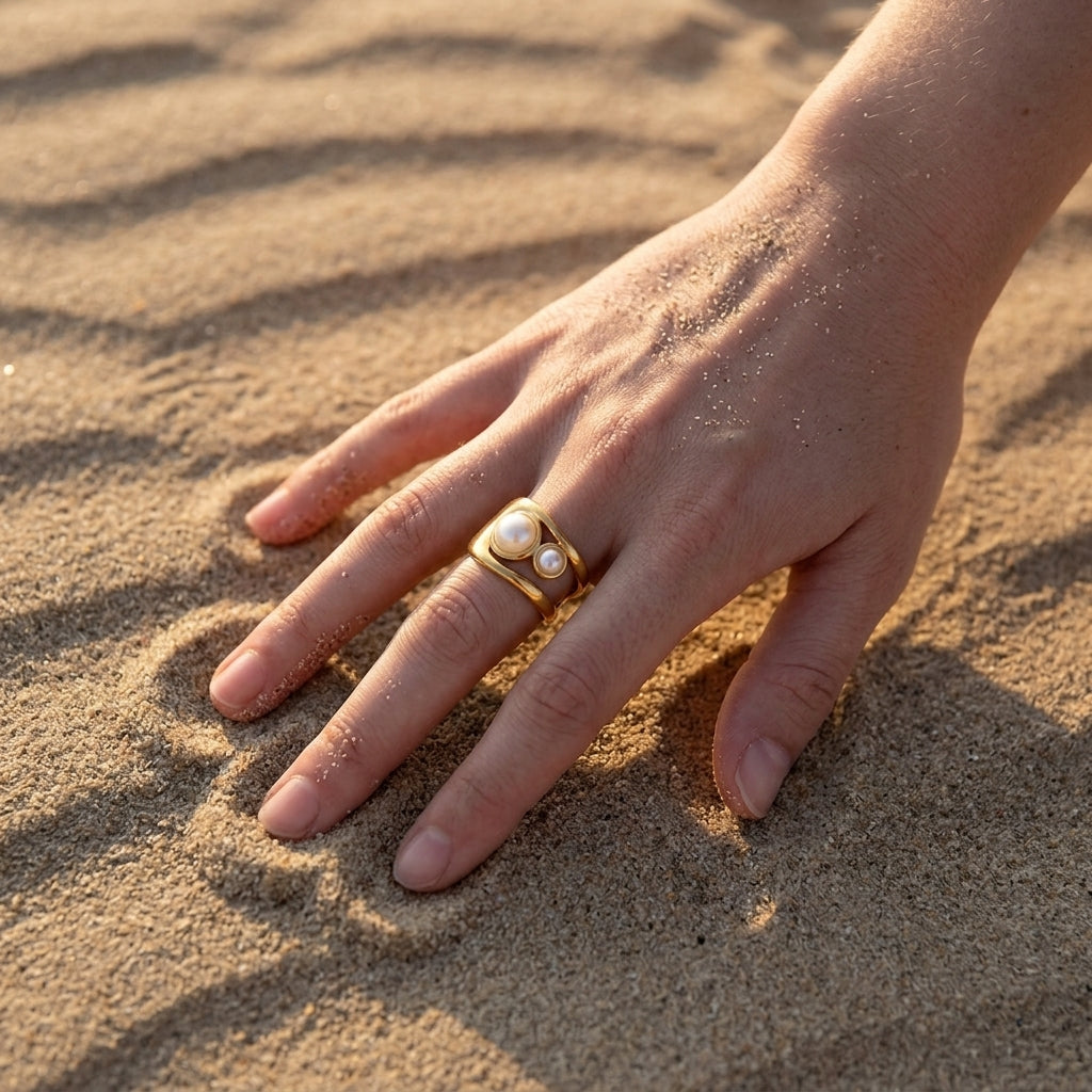 Inlaid Pearl Ring