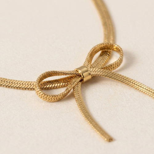 Bow Pendant Gold Necklace