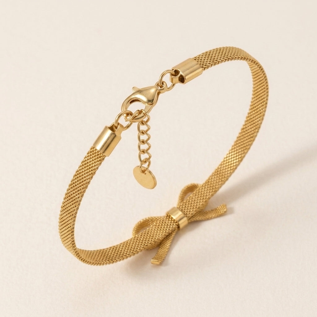Gold Bow Mesh Bracelet