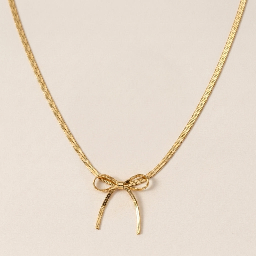 Bow Pendant Gold Necklace