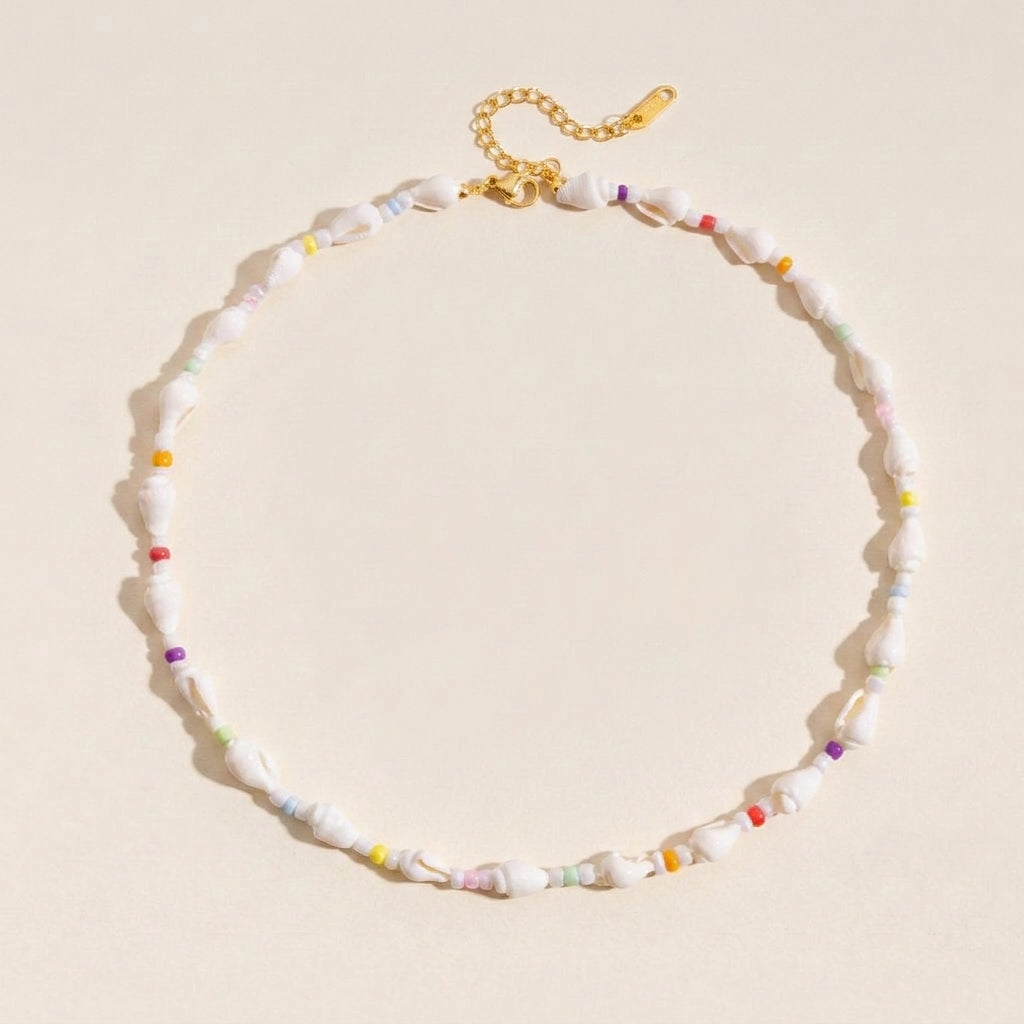 Shell & Rainbow Bead Necklace