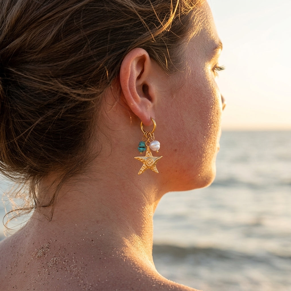 Starfish & Stone Earrings