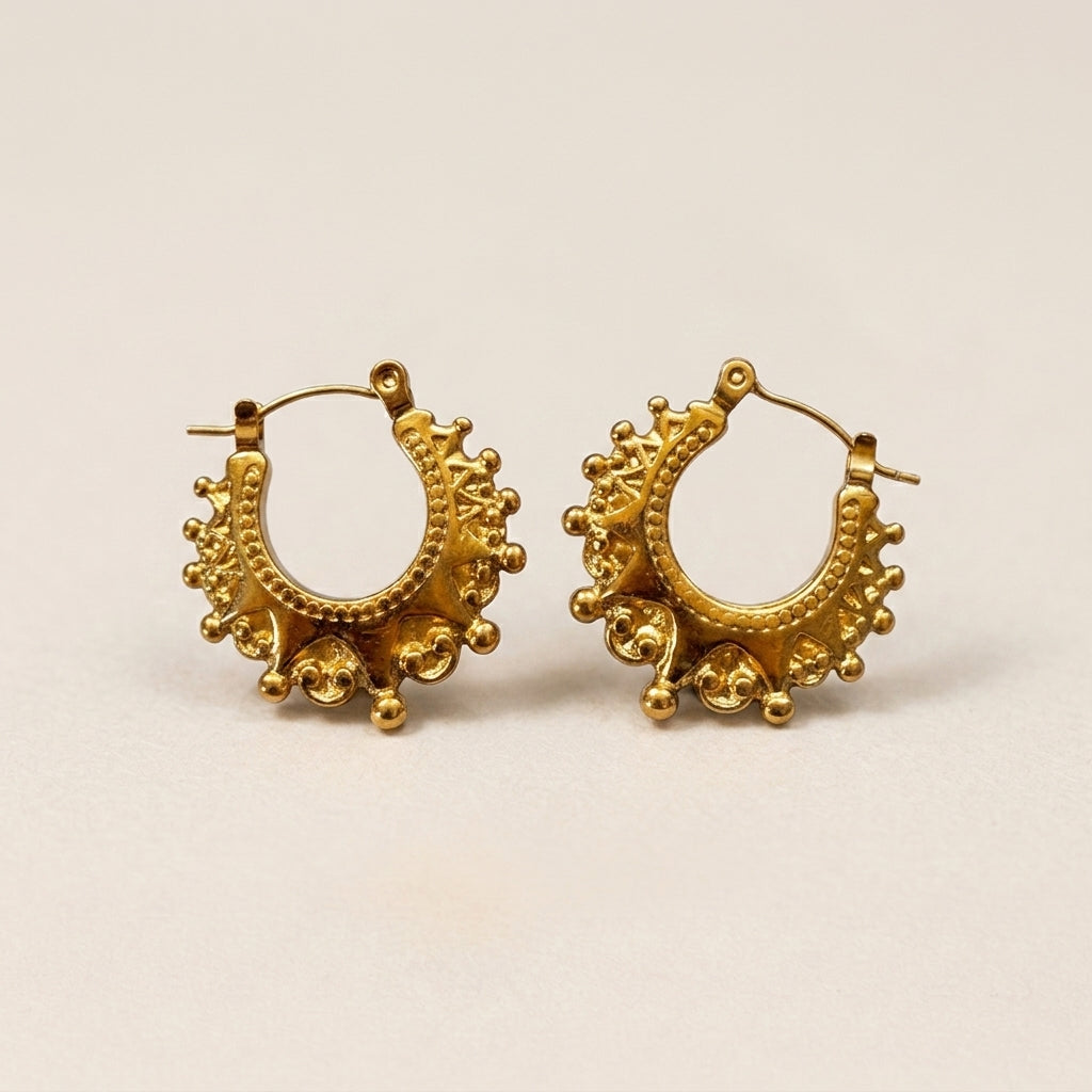 Small Crown Hoop Earrings