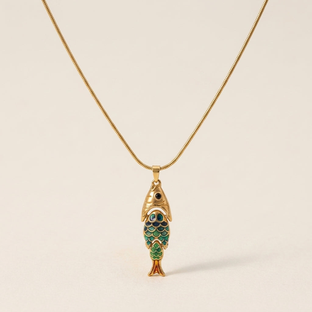 Vintage Koi Fish Pendant Necklace