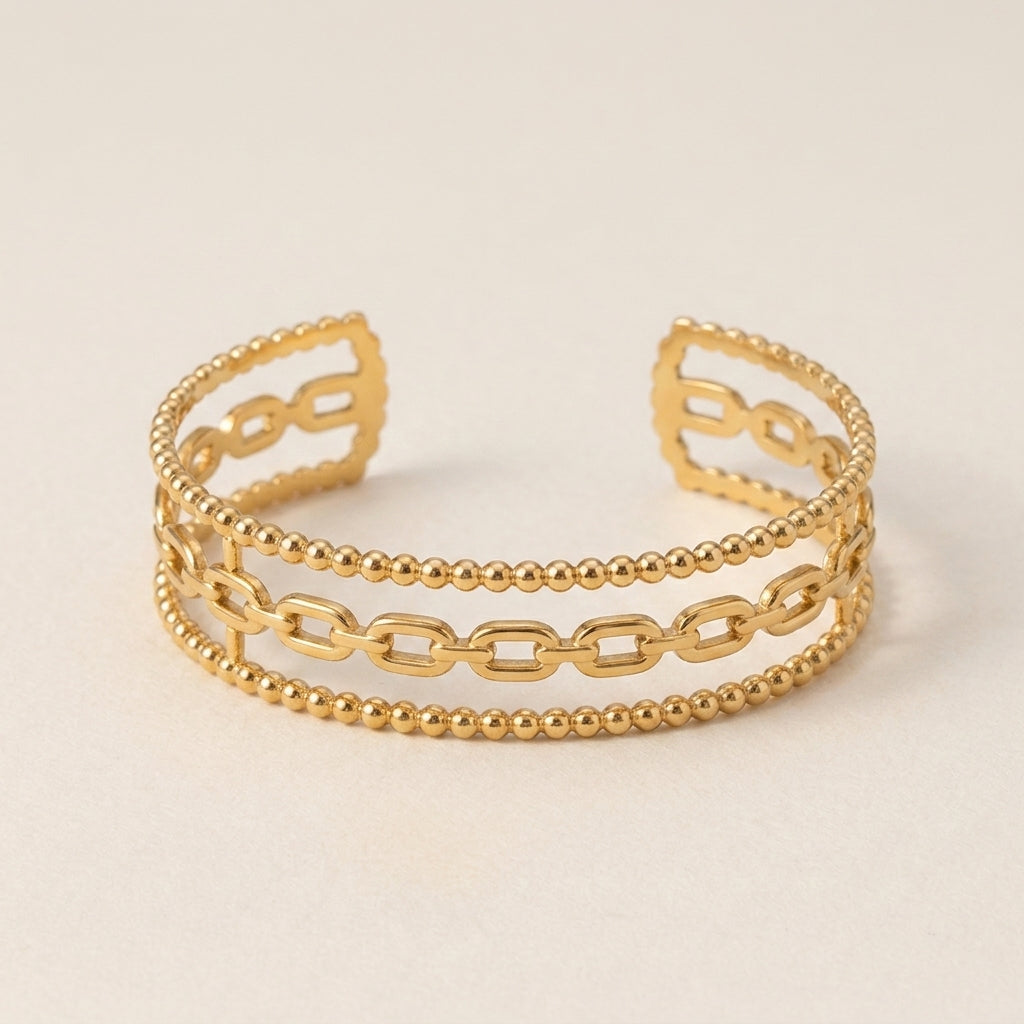 Stacked Beaded Link Bangle Bracelet