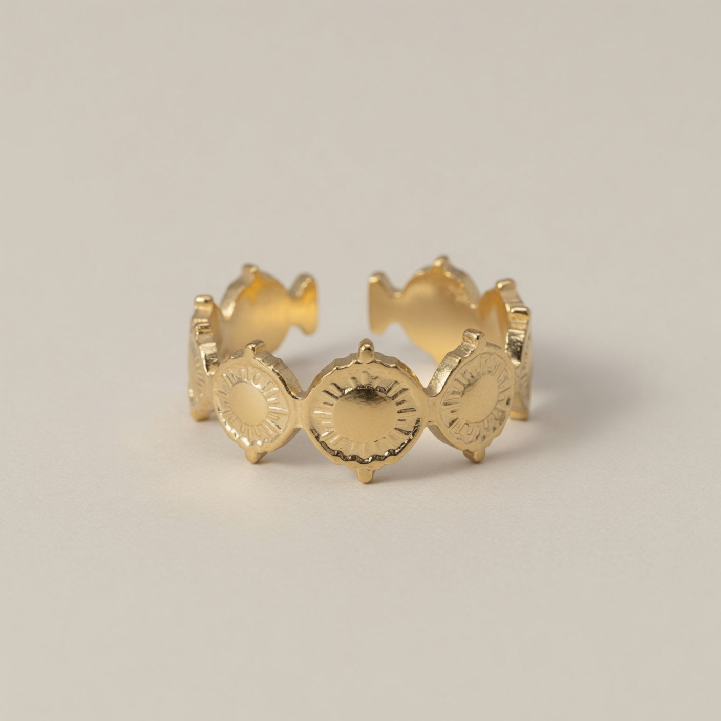 Geometric Gold Plated Sunburst Ring