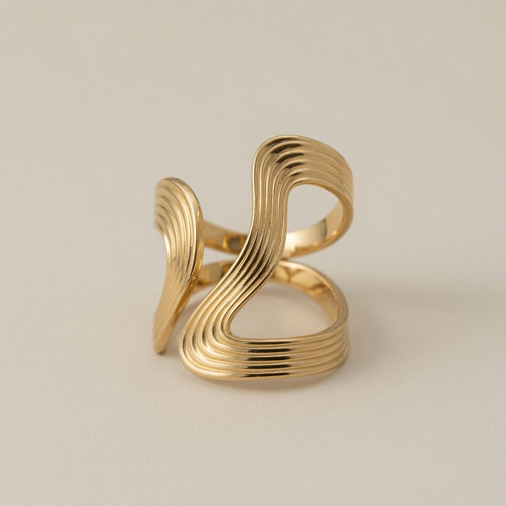 Chunky Textured Wide Gold Statement Rings