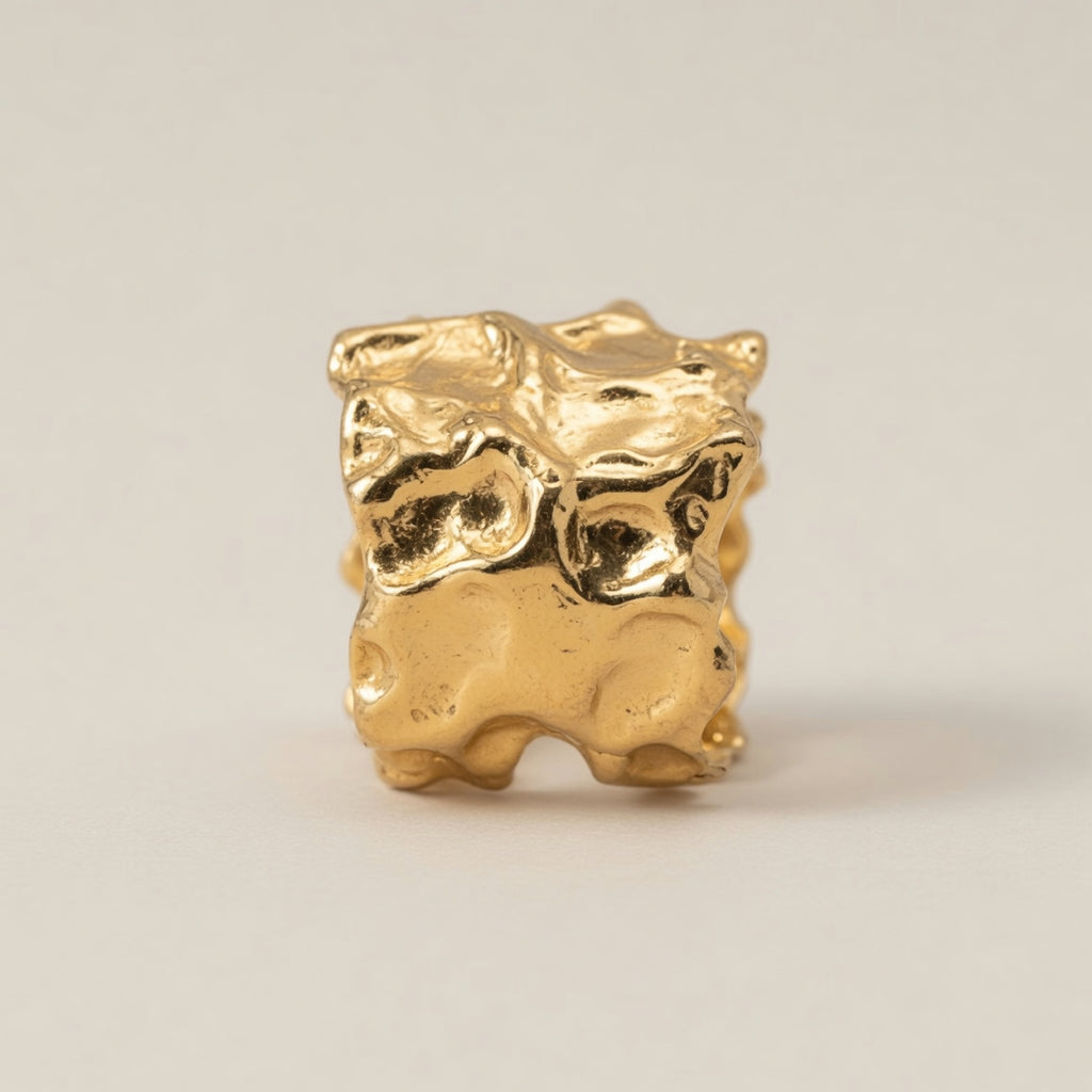 Chunky Textured Wide Gold Statement Rings